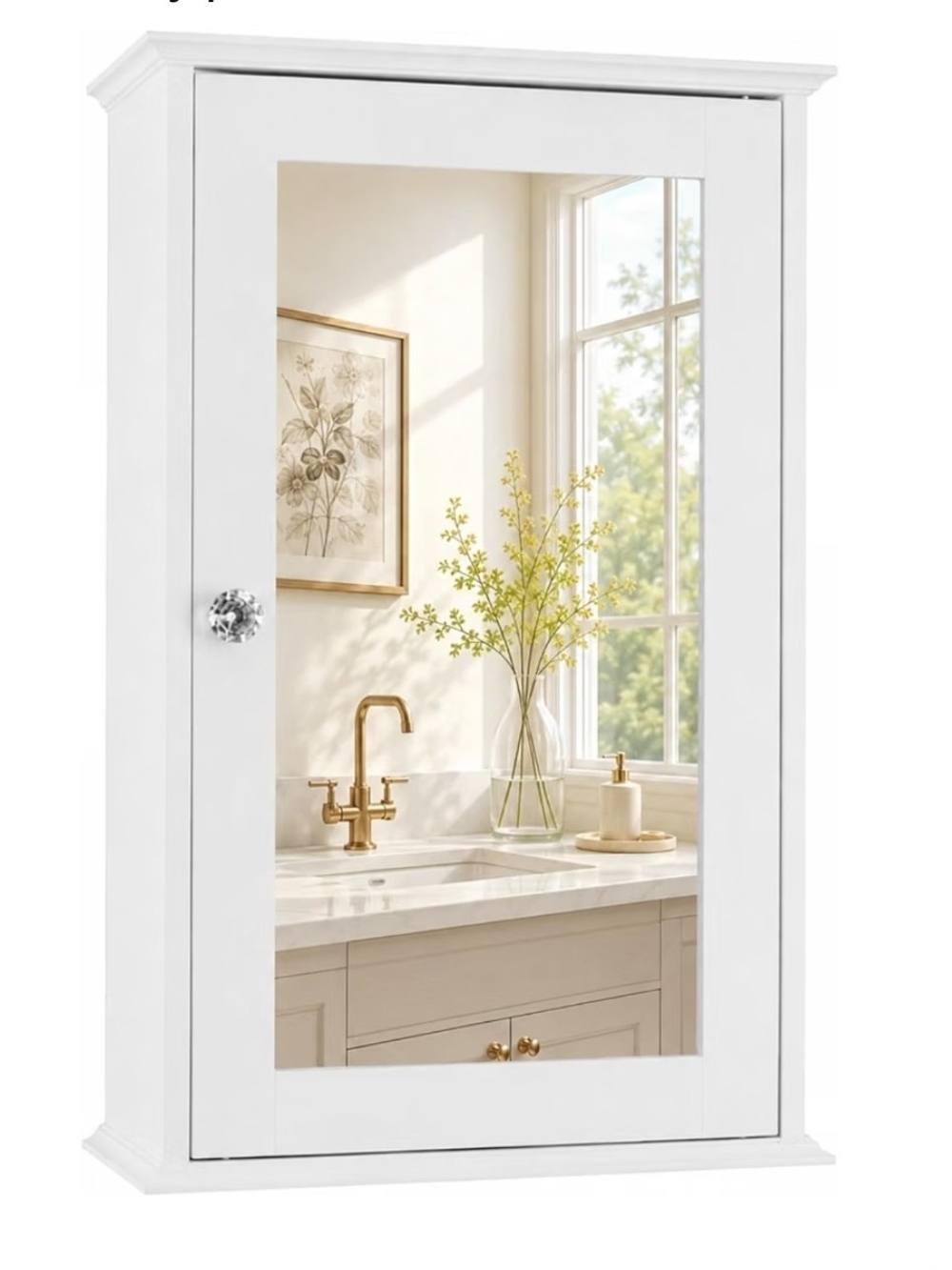 VINGLI Bathroom Wall Mirror Medicine Cabinet with 2 Adjustable Shelves White